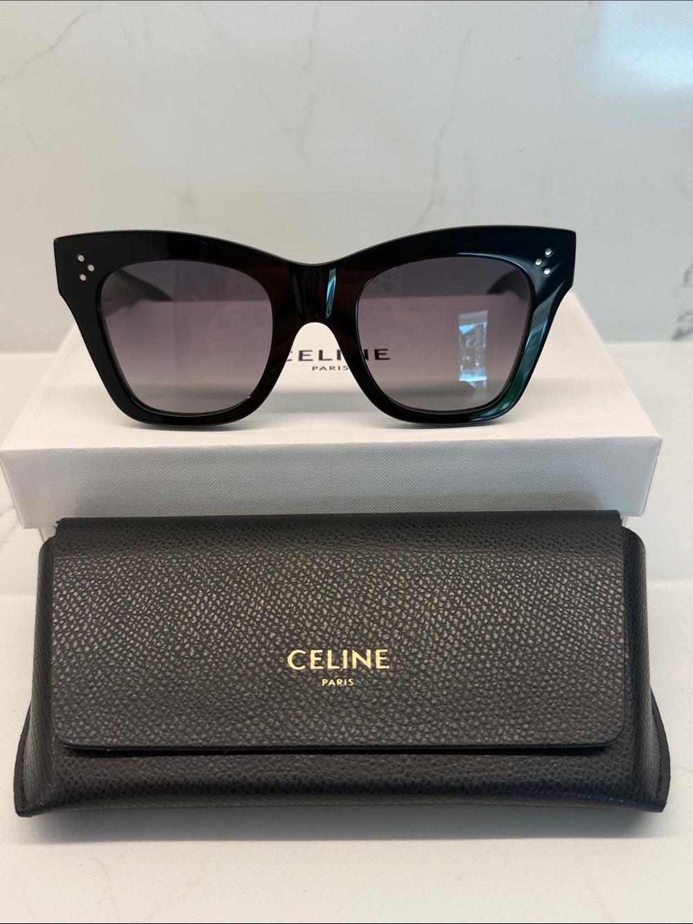 Celine Black Cat-Eye Sunglasses with Gradient Lenses